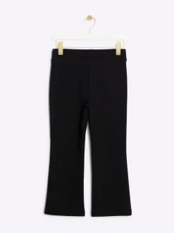 River Island Black Faux Leather Front Kickflare Trousers