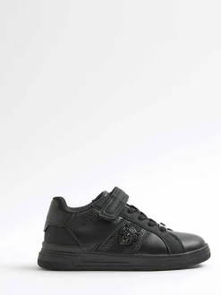 River Island Black Faux Leather Lion Head Trainers