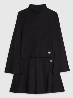 River Island Black Girls Cosy Long Sleeve Top and Skort Set