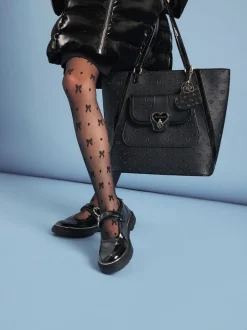 River Island Black Heart Lock Pocket Shopper Bag