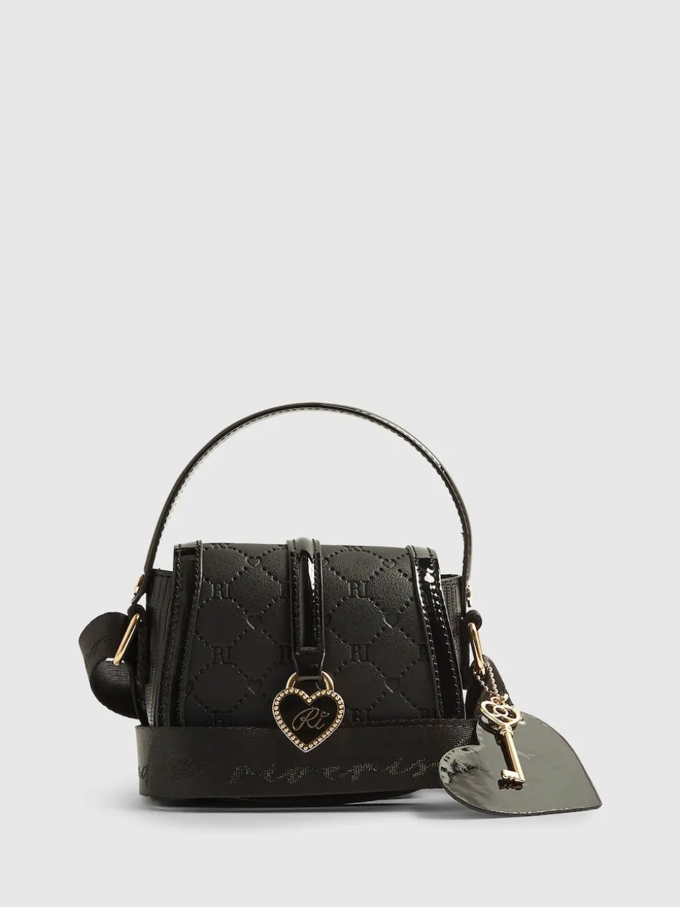 River Island Black Heart Monogram Kendal Cross-Body Bag