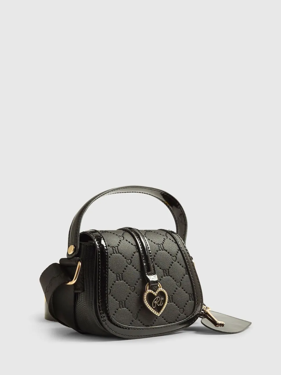 River Island Black Heart Monogram Kendal Cross-Body Bag