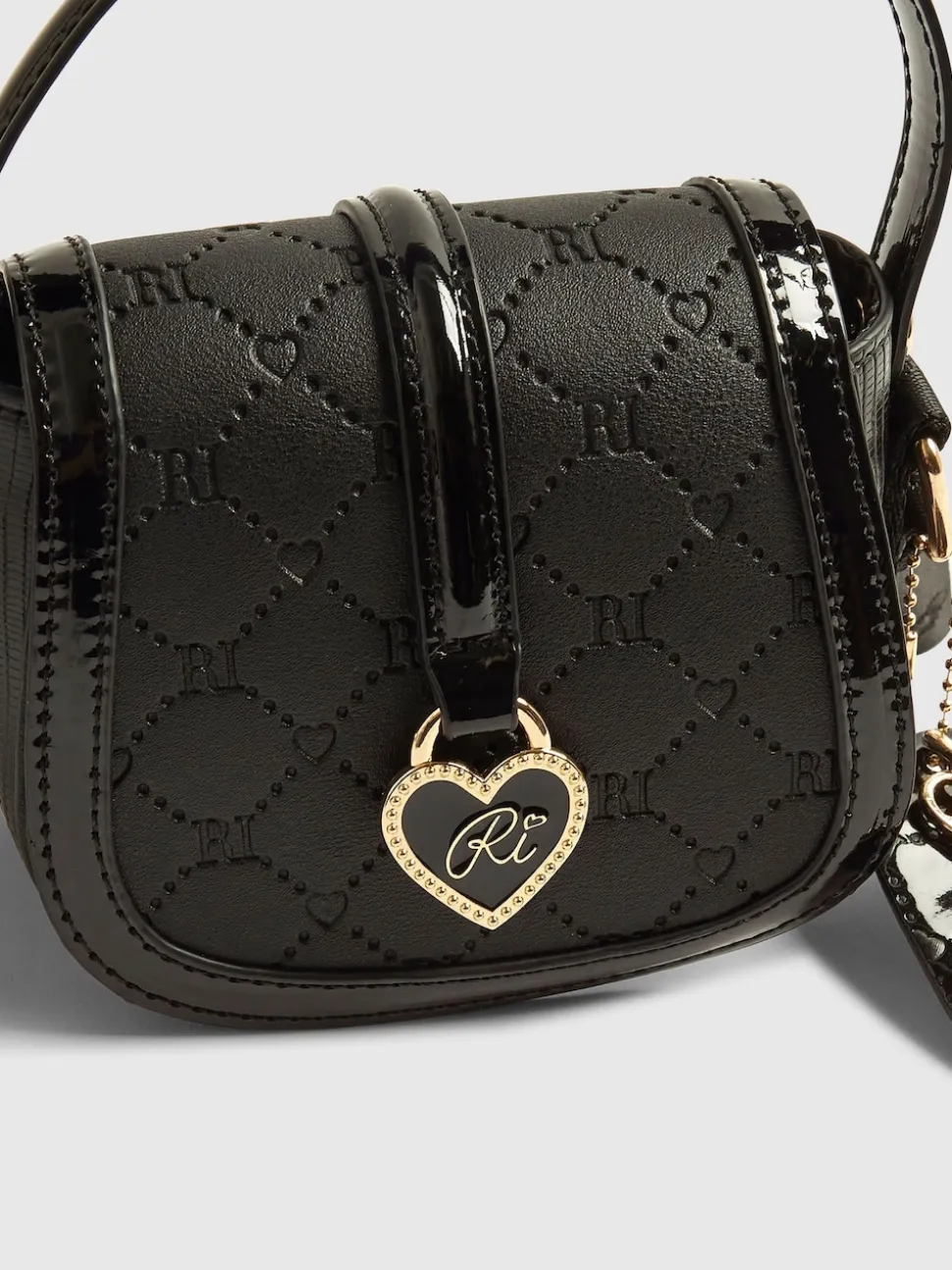River Island Black Heart Monogram Kendal Cross-Body Bag