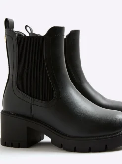 River Island Black Heart Heeled Chelsea Boots