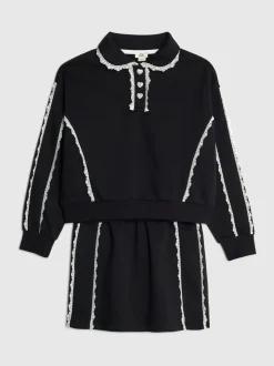 River Island Black Lace Skirt & Sweatshirt Set