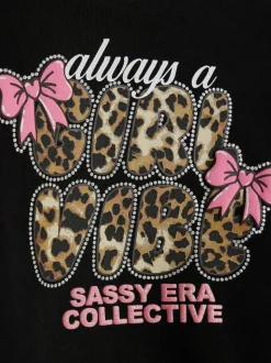 River Island Black Leopard Girl Vibe Sweatshirt & Legging Set