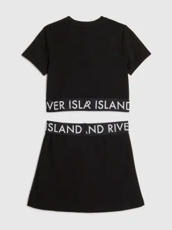 River Island Black Logo Waistband T-Shirt & Skort Set