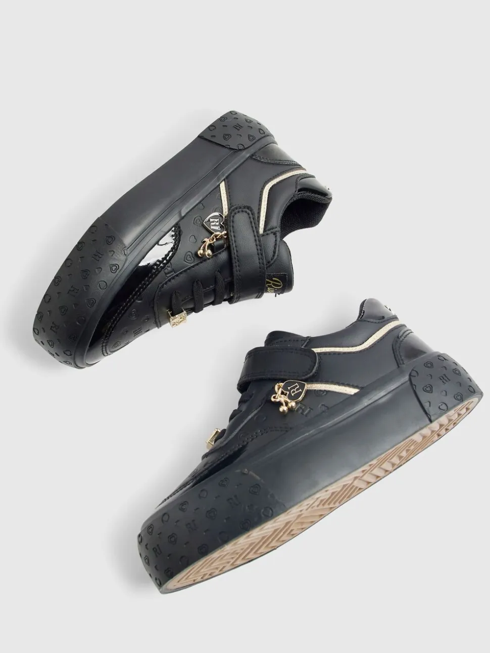 River Island Black Monogram Charm Trainers