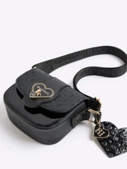 River Island Black Monogram Heartlock Kendal Bag