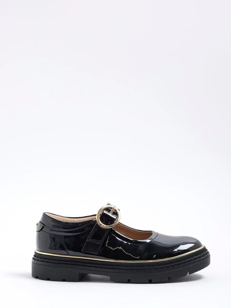 River Island Black Oval Buckle Mary Jane Shoes