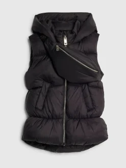 River Island Black Padded Hooded Gilet & Bag
