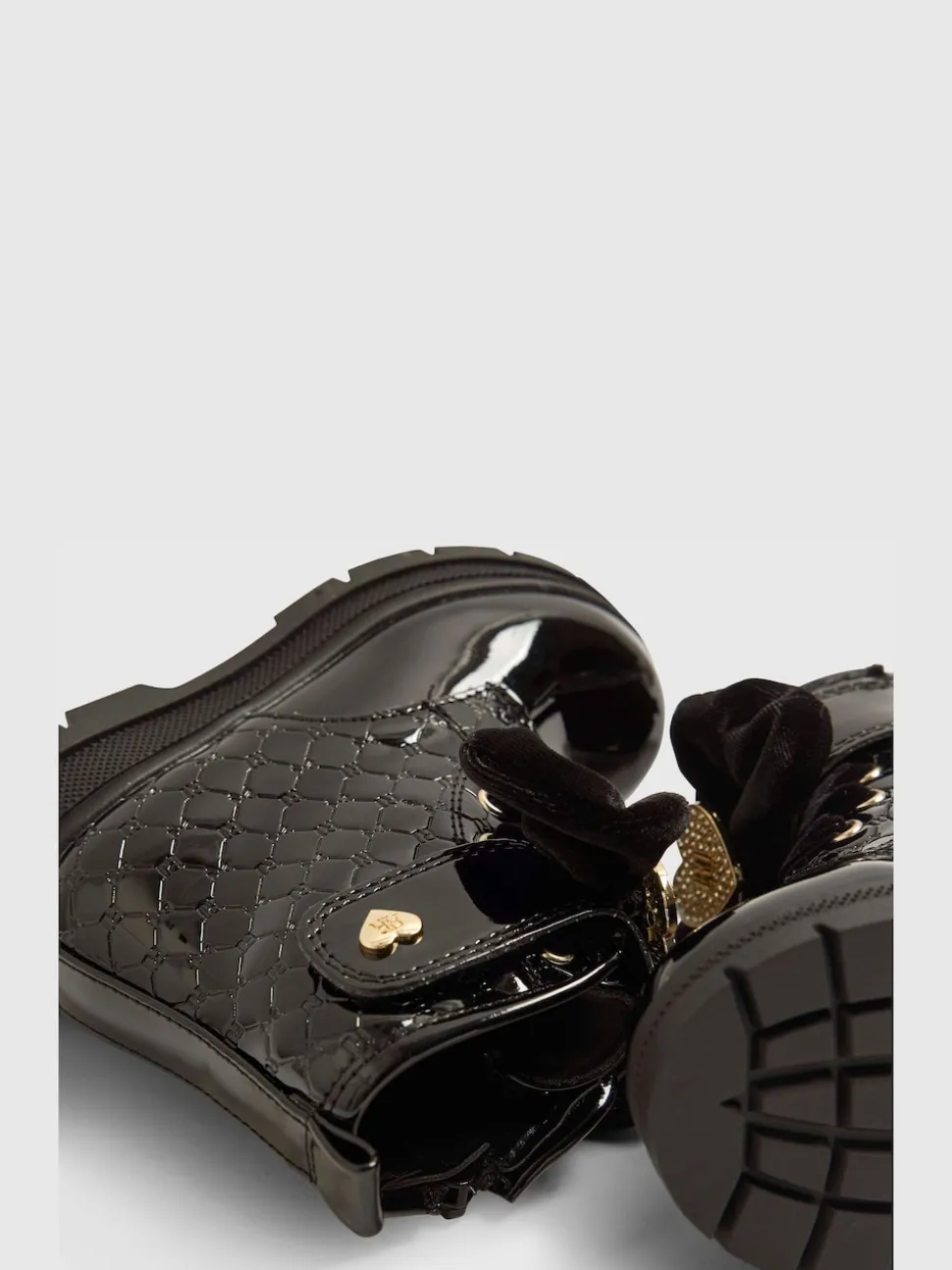 River Island Black Patent Monogram Boots