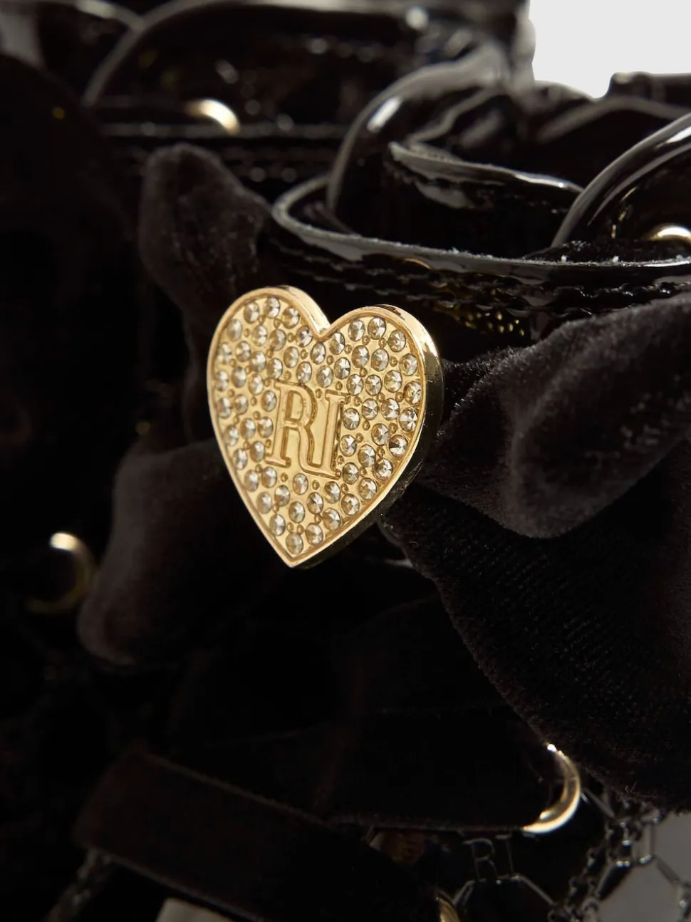 River Island Black Patent Monogram Boots