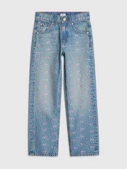 River Island Blue Bow Hotfix Straight Leg Jeans