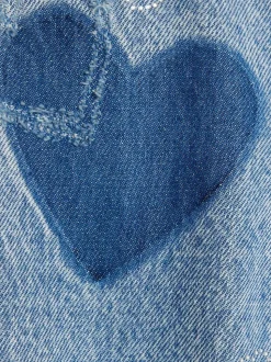 River Island Blue Girls Heart Patch Wide Leg Jeans with Scrunchie