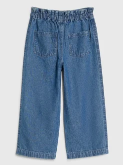 River Island Blue Pull On Wide Leg Jeans