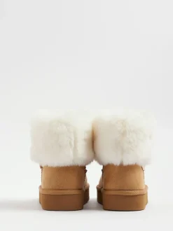 River Island Brown Fur Lined Fur Cuff Boots