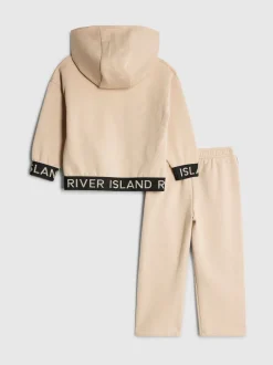 River Island Brown Girls Branded Hoodie Set