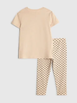 River Island Brown Girls Bear Graffiti Leggings Set