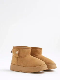 River Island Brown Girls Fur Lined Boots