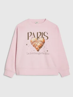 River Island Pink Paris Heart Sweatshirt