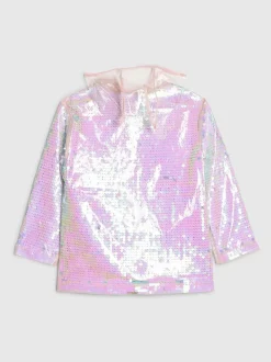 River Island Pink Sequin Rain Trench Coat
