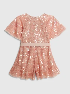 River Island Pink Sequin Flower Playsuit