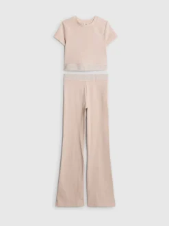 River Island Pink Waist Band Top and Kickflare Set