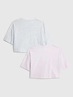 River Island Purple Girls Waistband Crop T-Shirts 2 Pack