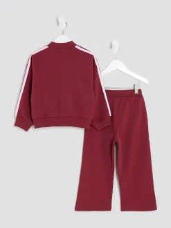 River Island Red Girls Frill Tracksuits Set