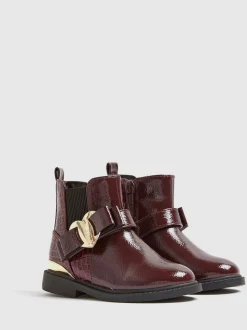 River Island Red Girls Patent Heart Bow Chelsea Boots