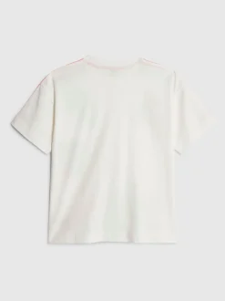 River Island White Badge Boyfriend Fit T-Shirt