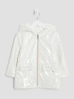 River Island White Girls Glitter Rain Trench Coat