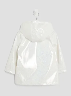 River Island White Girls Glitter Rain Trench Coat