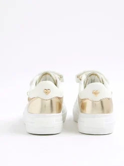 River Island White Girls Snake Monogram Plim Trainers