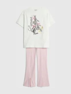 River Island White Lamour Paris Top & Kickflare Set