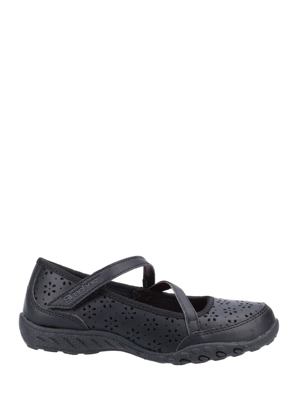 Skechers Black Breathe-Easy Playground Poppies School Shoes