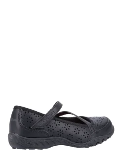 Skechers Black Breathe-Easy Playground Poppies School Shoes