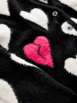 smALLSAINTS Black Amore Heart Girls Long Knitted Cardigan