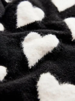 smALLSAINTS Black Amore Heart Girls Long Knitted Cardigan