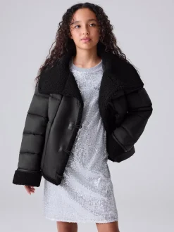 smALLSAINTS Black Padded Aviator Jacket