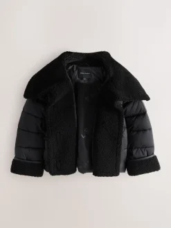 smALLSAINTS Black Padded Aviator Jacket