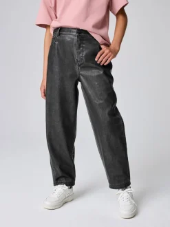 smALLSAINTS Black PU Barrel Leg Jeans