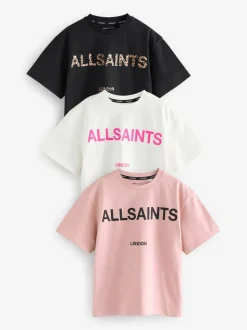 smALLSAINTS Black/Pink Oversized Girls Logo T-Shirts 3 Pack