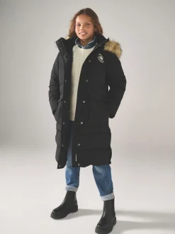 Superdry Black Everest Longline Puffer Coat