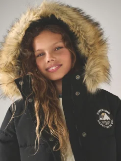 Superdry Black Everest Longline Puffer Coat