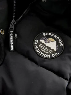 Superdry Black Everest Longline Puffer Coat