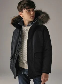 Superdry Black Everest Parka Coat