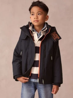 Superdry Black Fleece Lined Ripstop Coat