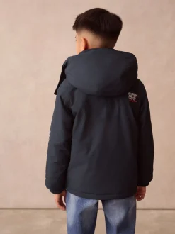 Superdry Black Fleece Lined Ripstop Coat